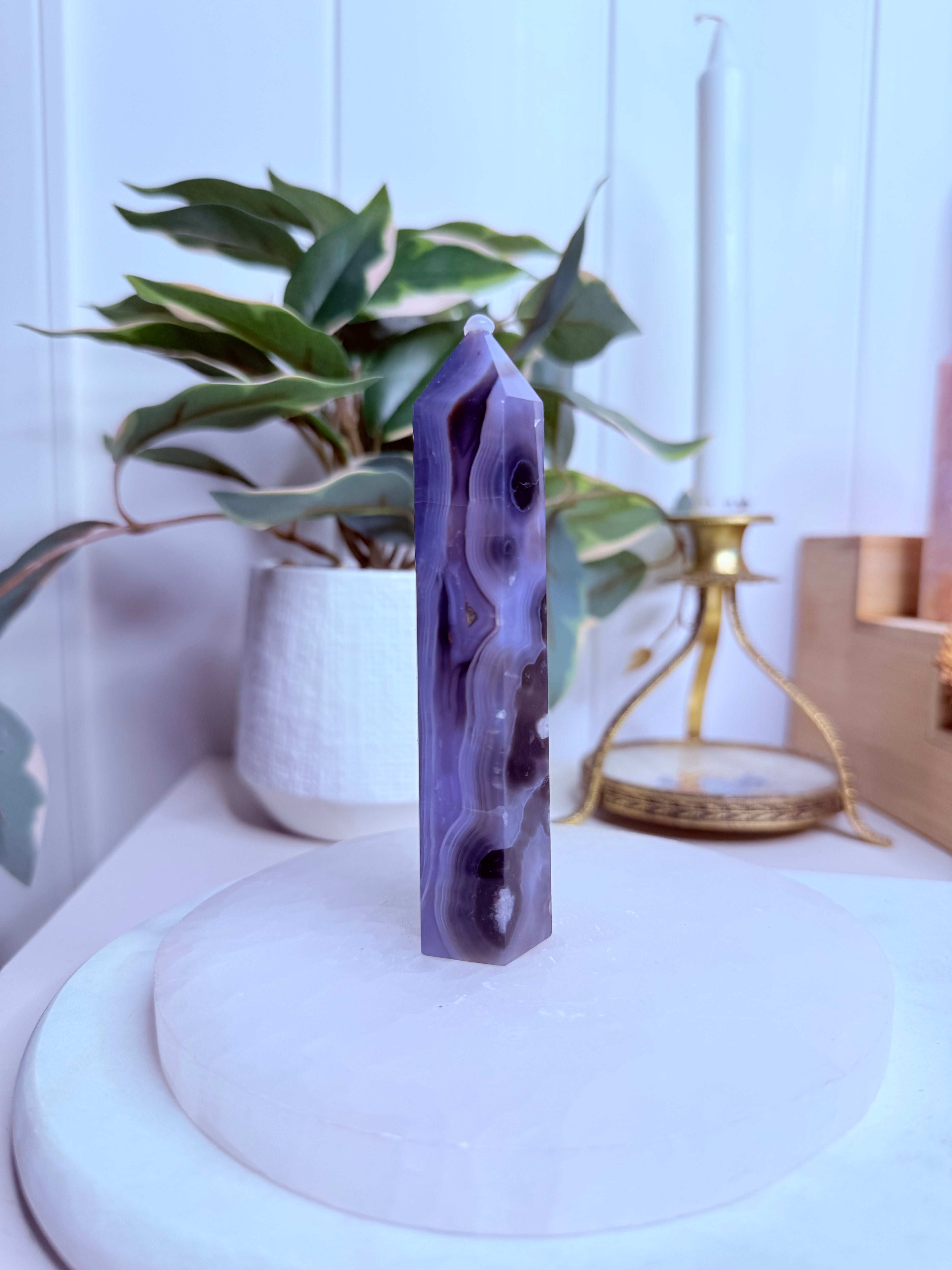 Blue Flower Agate Tower
