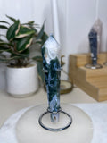 Moss Agate Wand with Stand