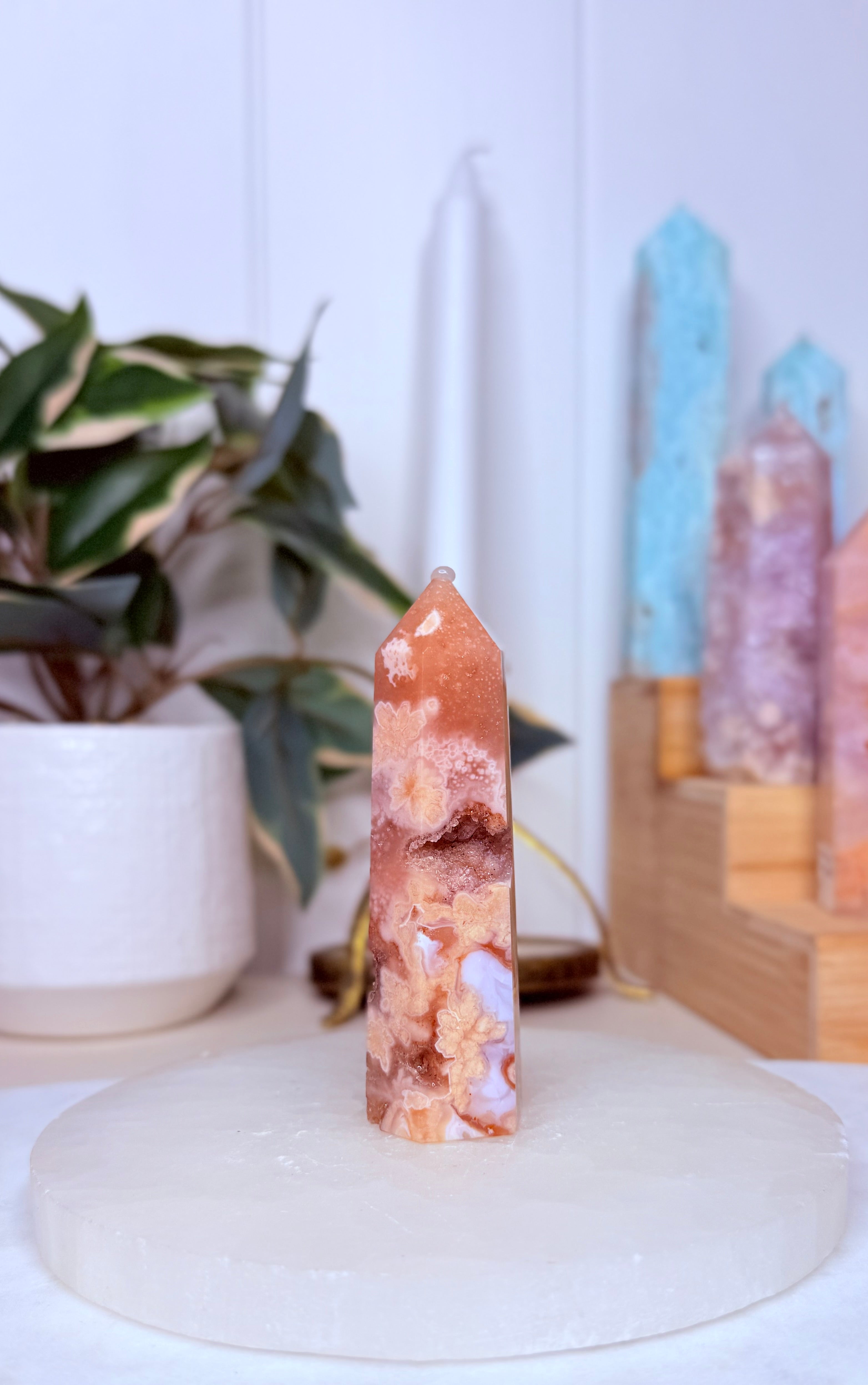 Carnelian & Flower Agate Tower
