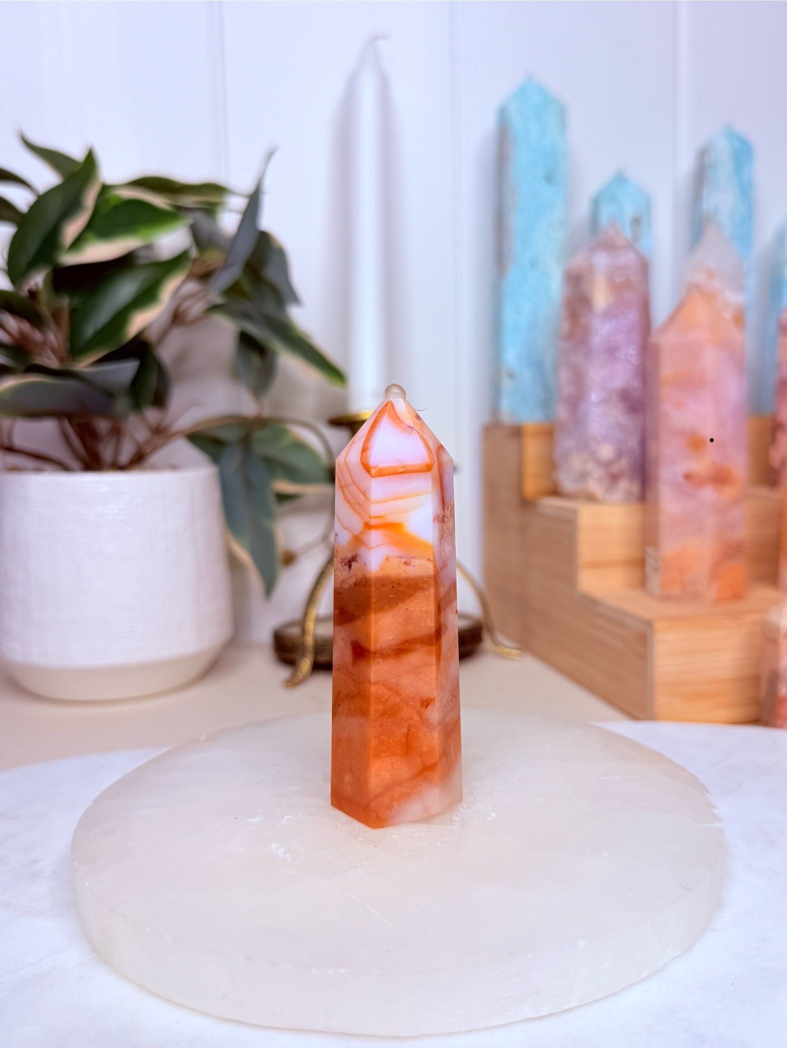 Carnelian & Flower Agate Tower