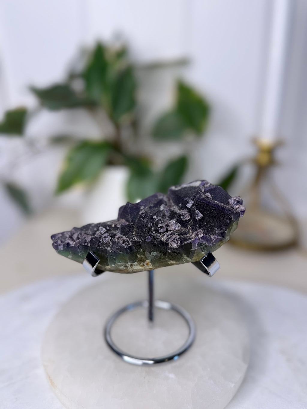 Cubed Fluorite with Clear Quartz Specimen