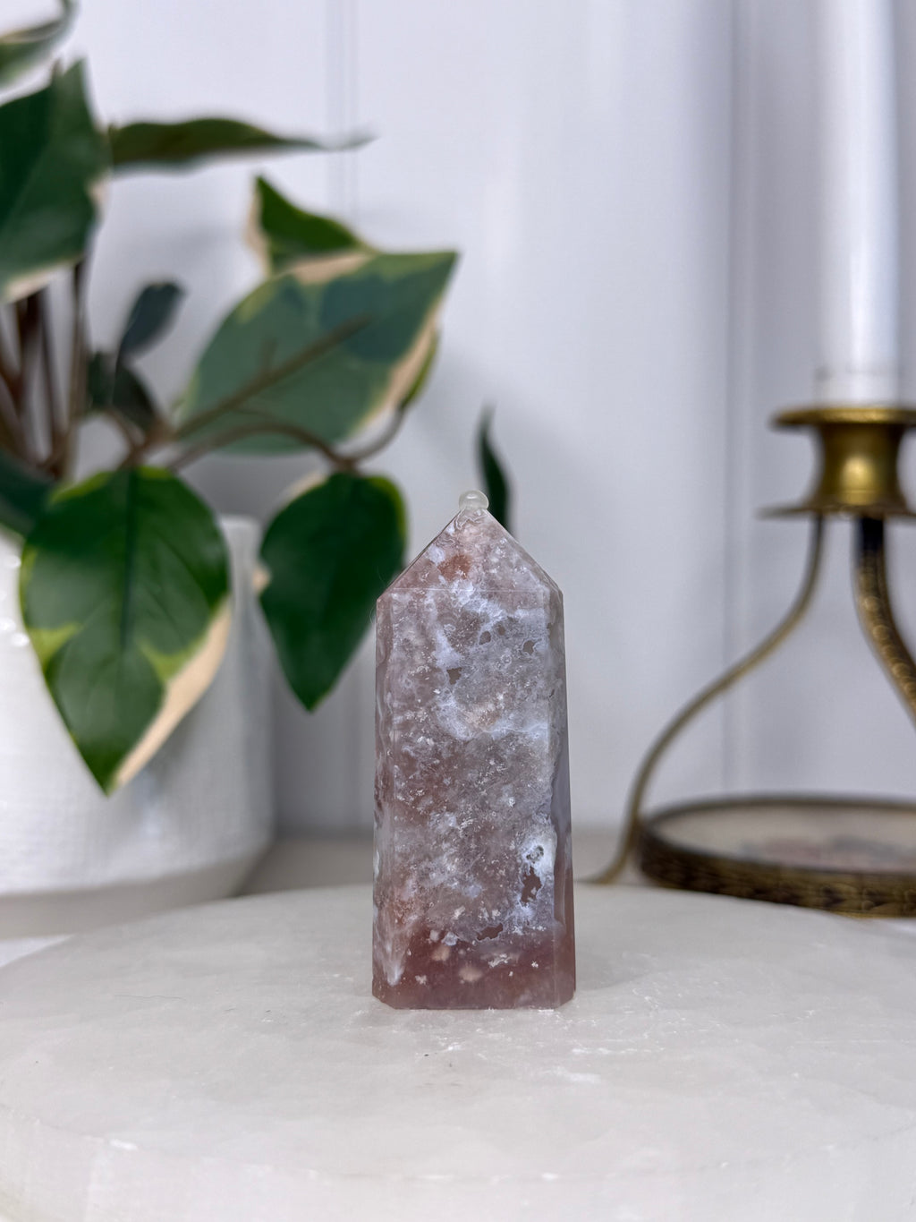 Peach Flower Agate Tower