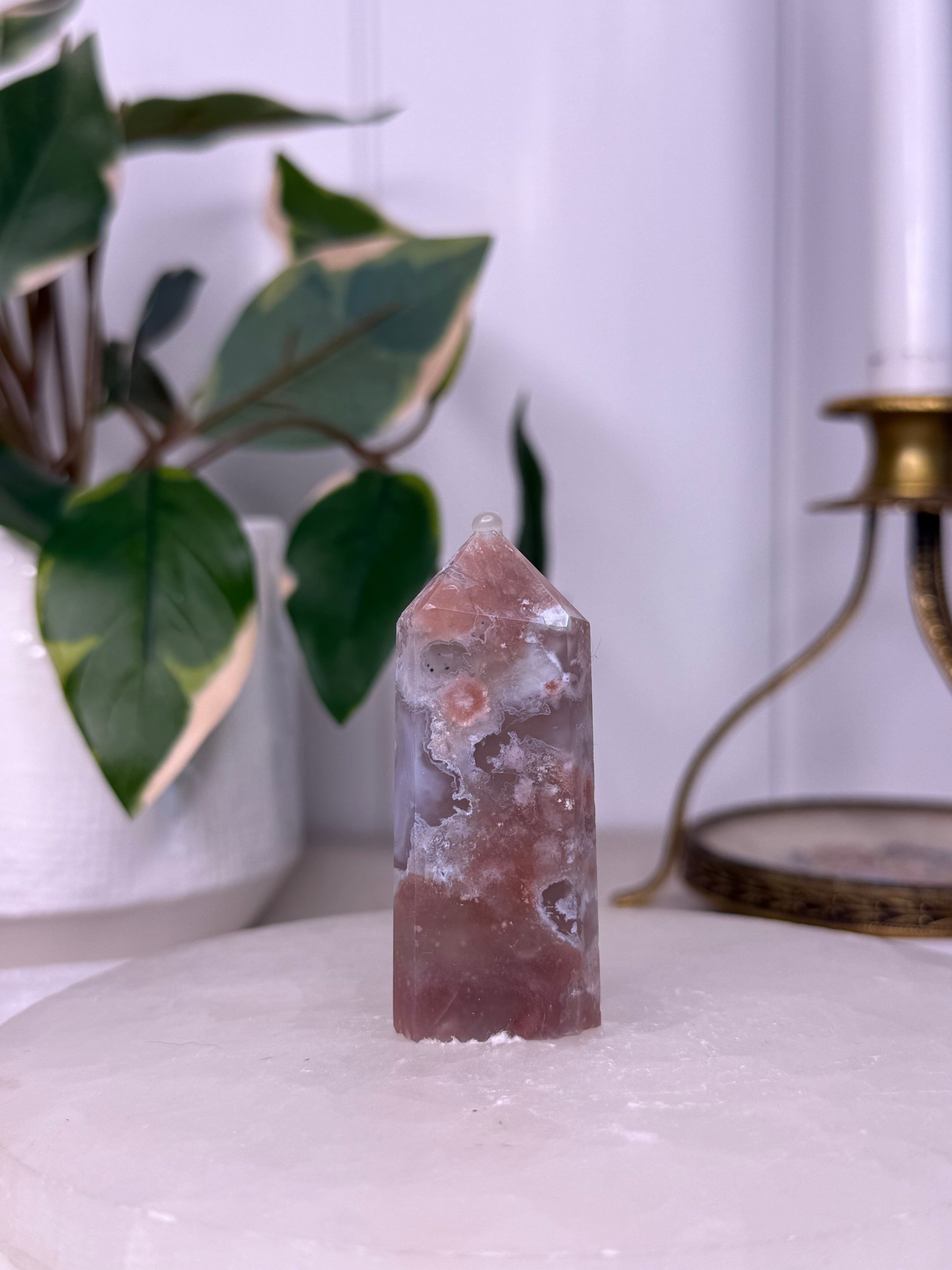 Peach Flower Agate Tower