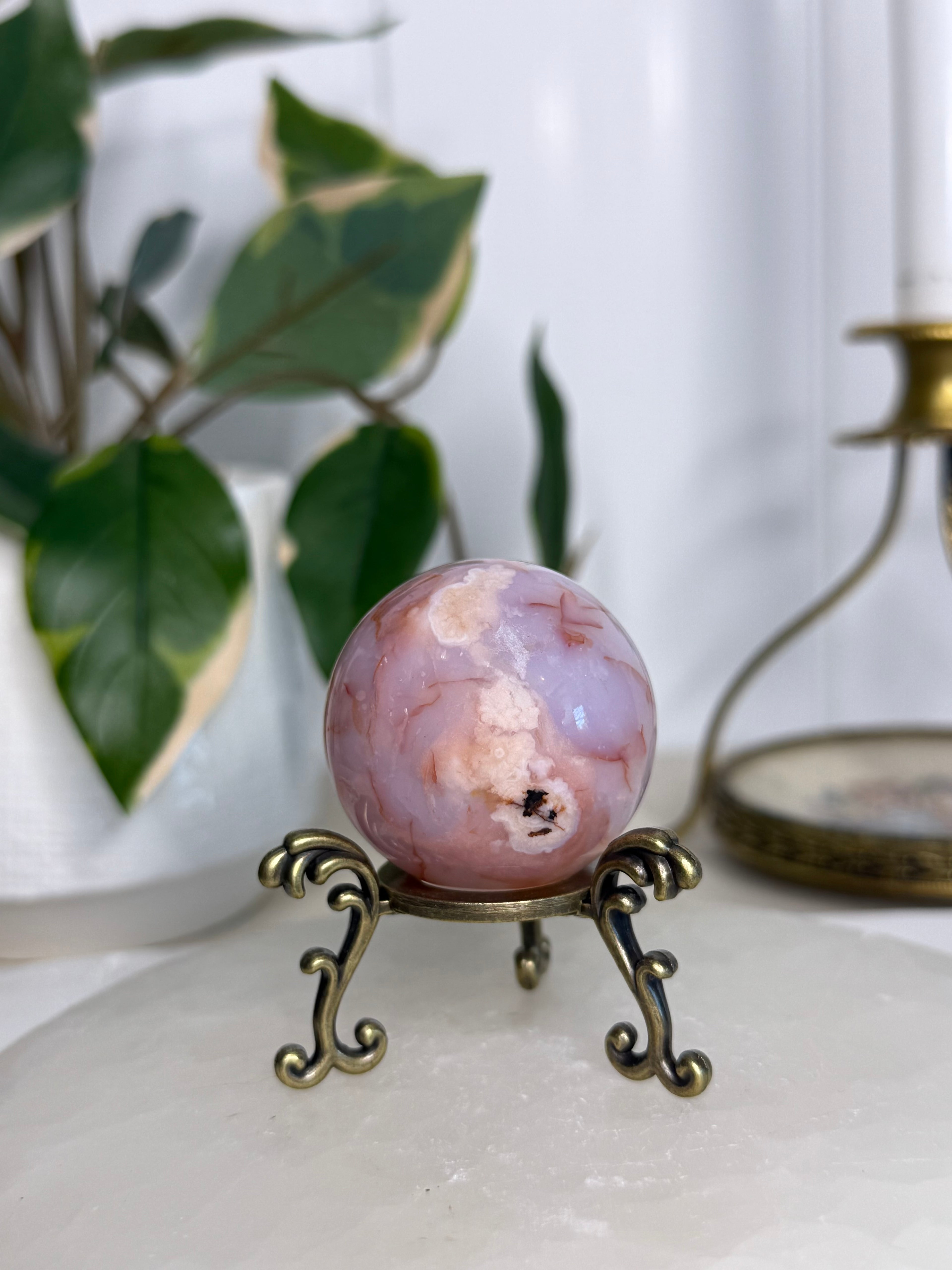 Carnelian Flower Agate Sphere