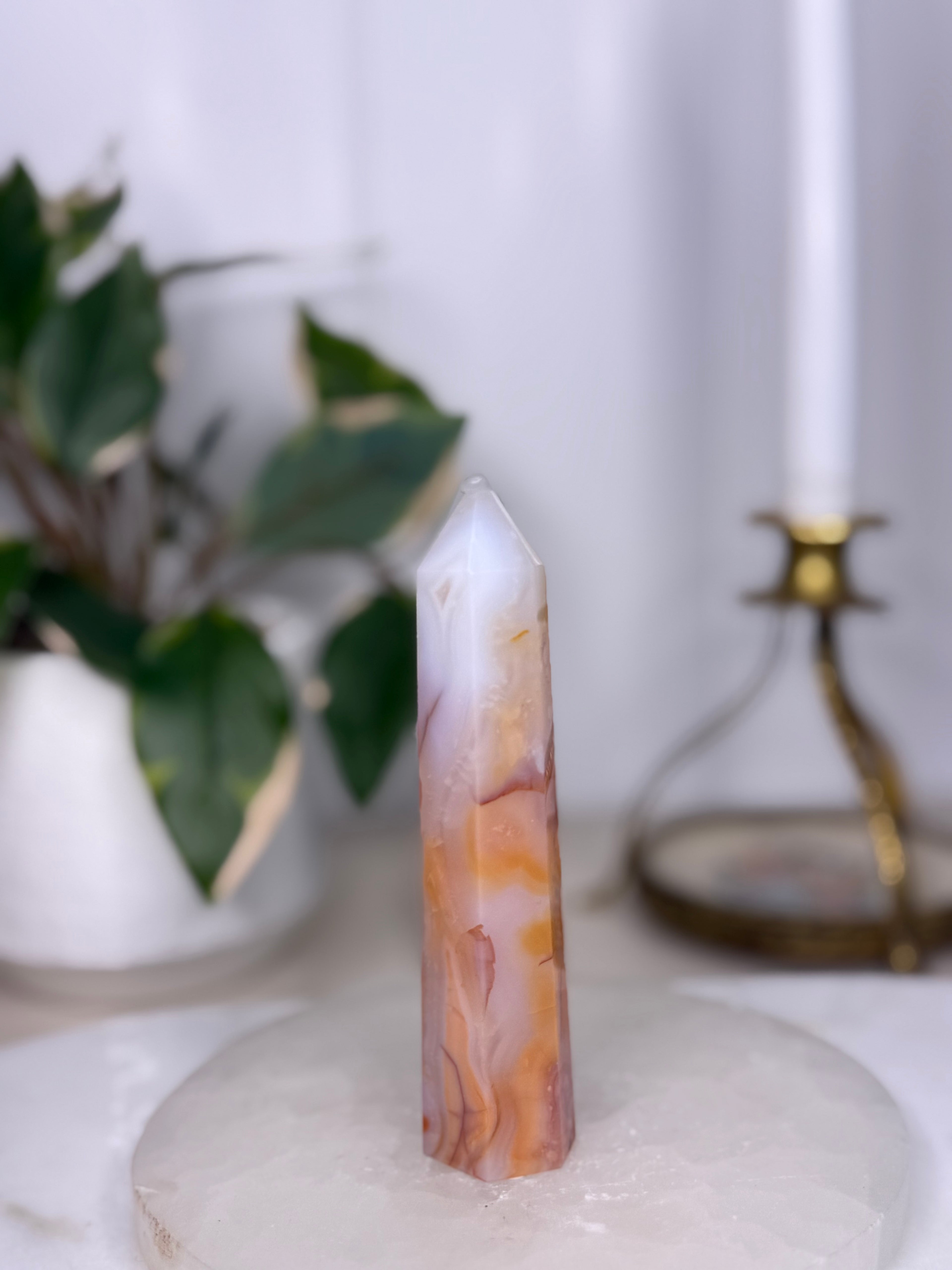 Carnelian Flower Agate Tower