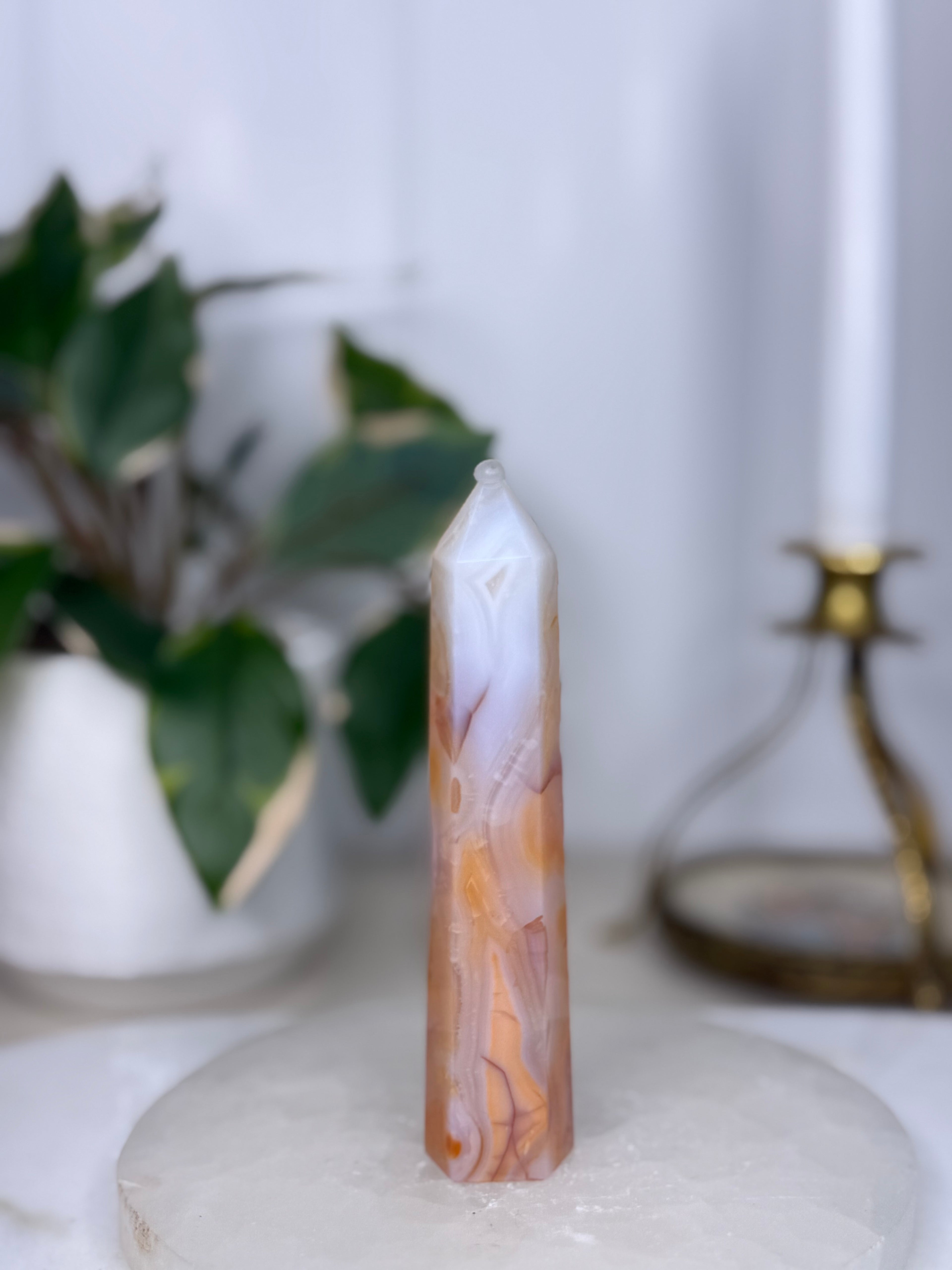 Carnelian Flower Agate Tower