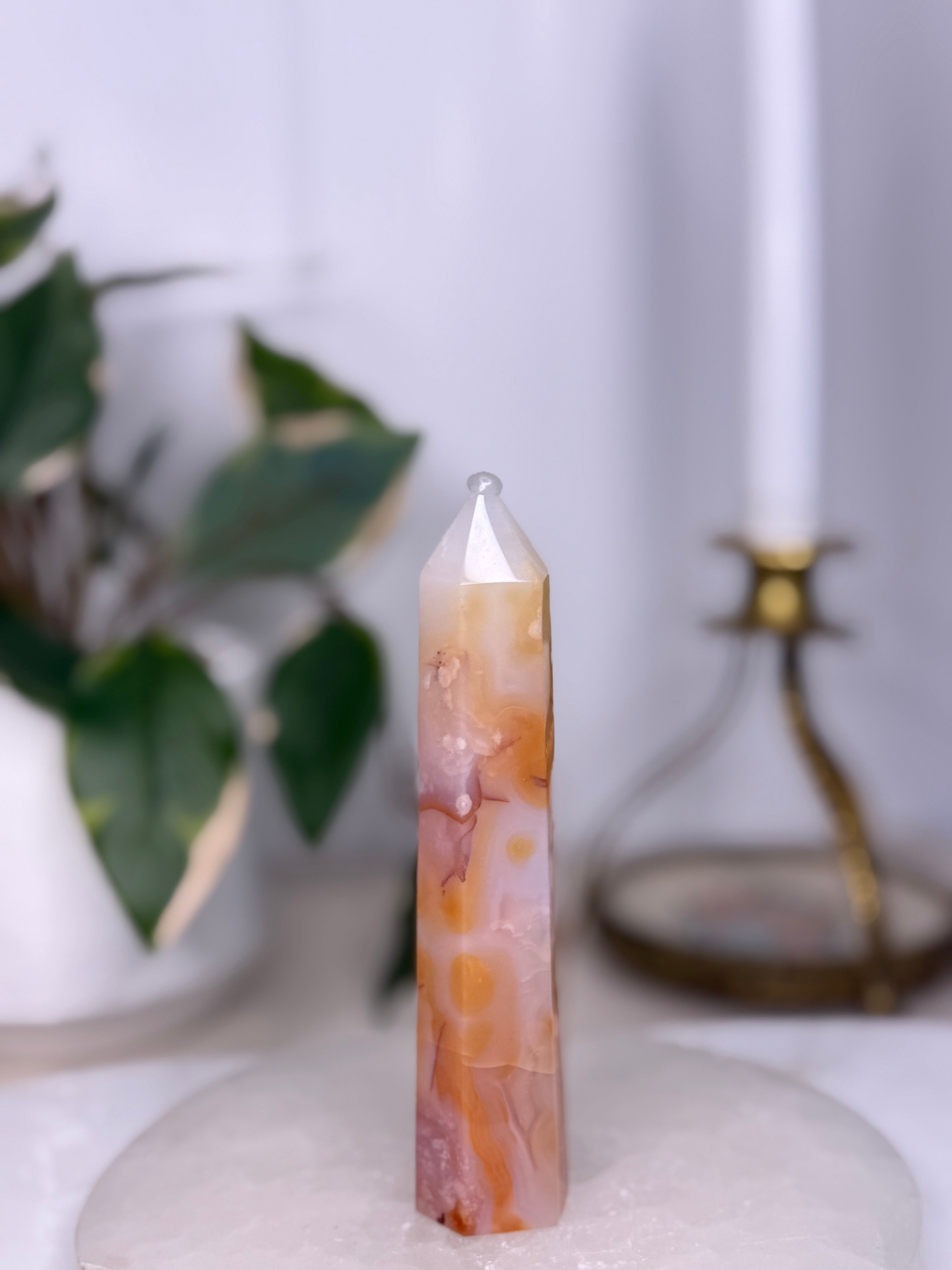 Carnelian Flower Agate Tower