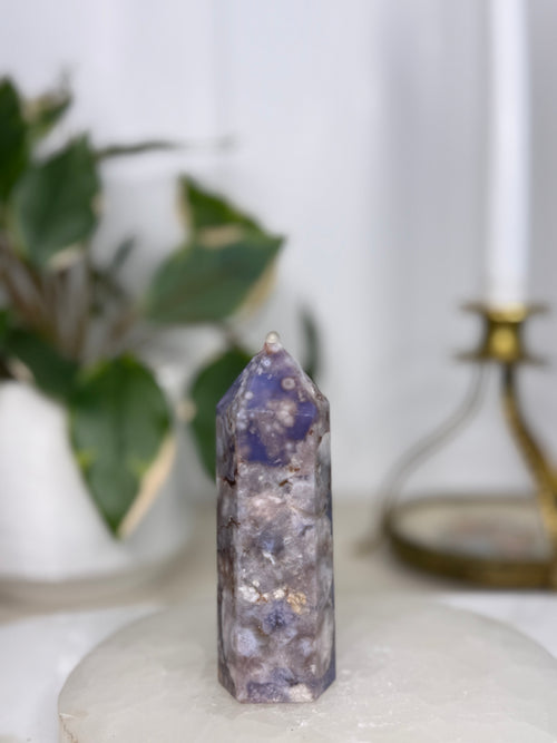 Blue Flower Agate Tower