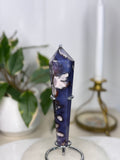 Blue Flower Agate Wand with Stand