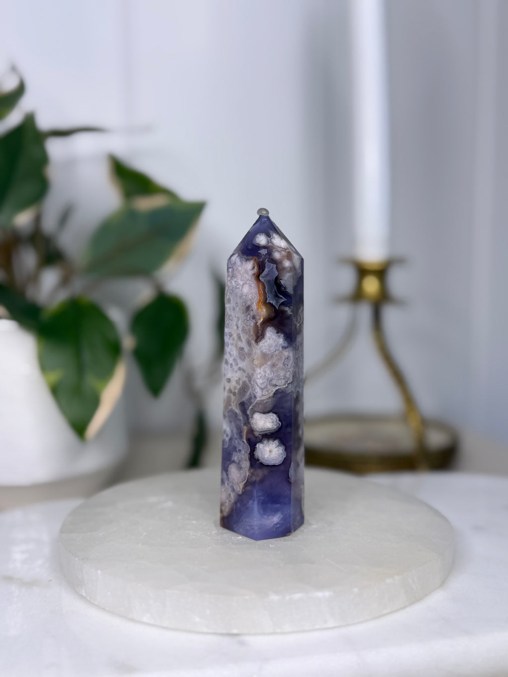 Blue Flower Agate Tower