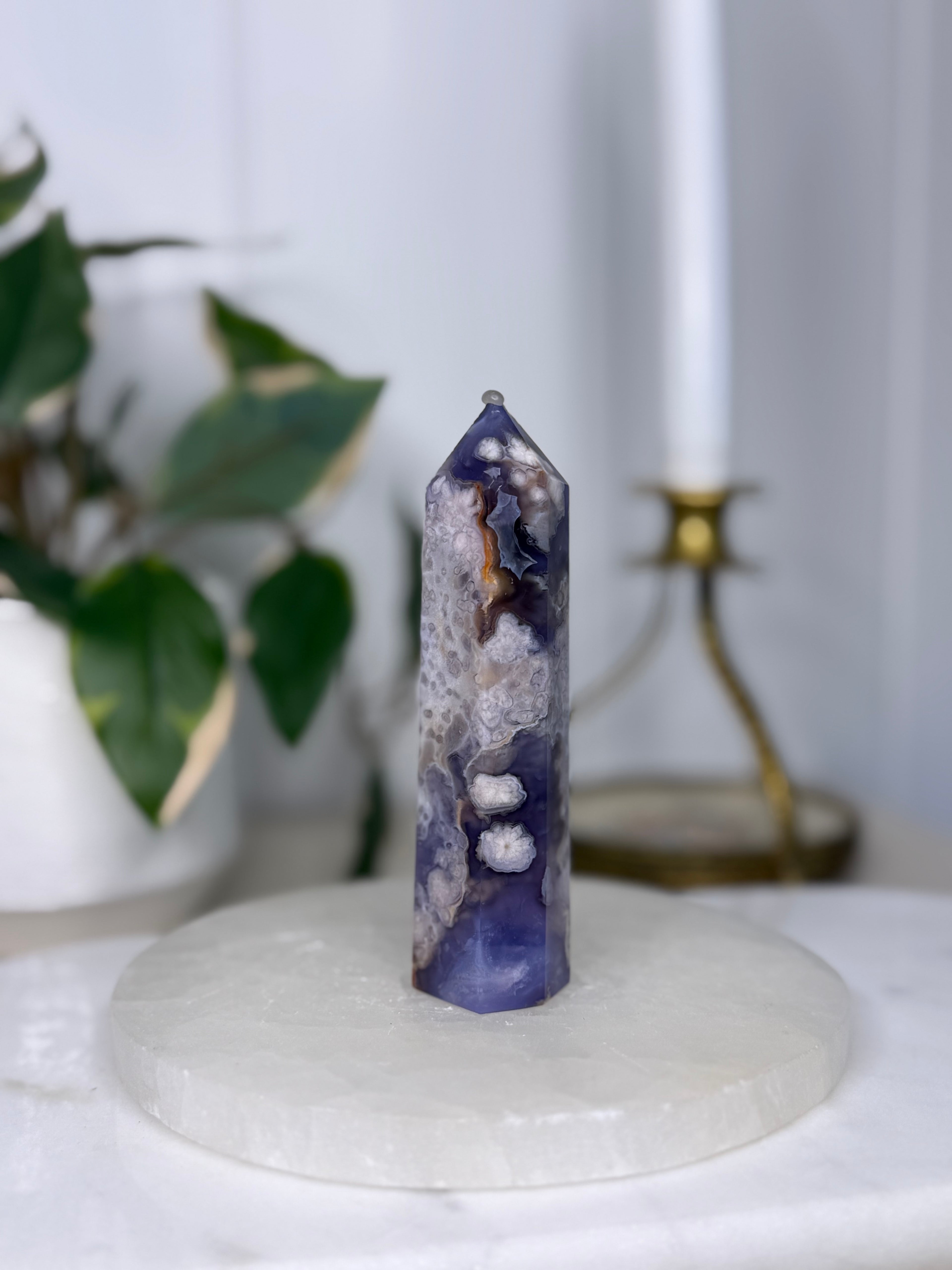 Blue Flower Agate Tower