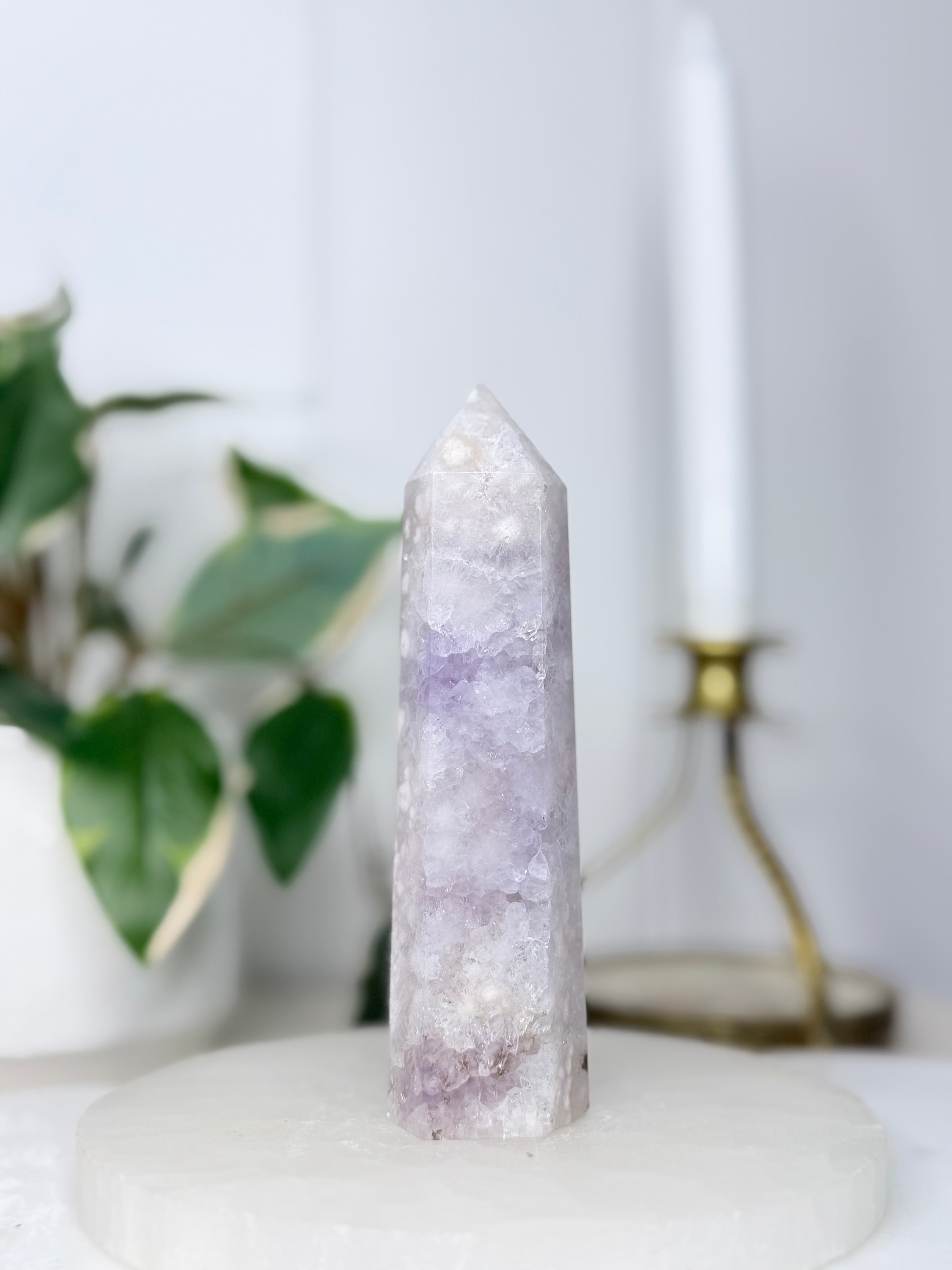 Pink Amethyst Flower Agate Tower