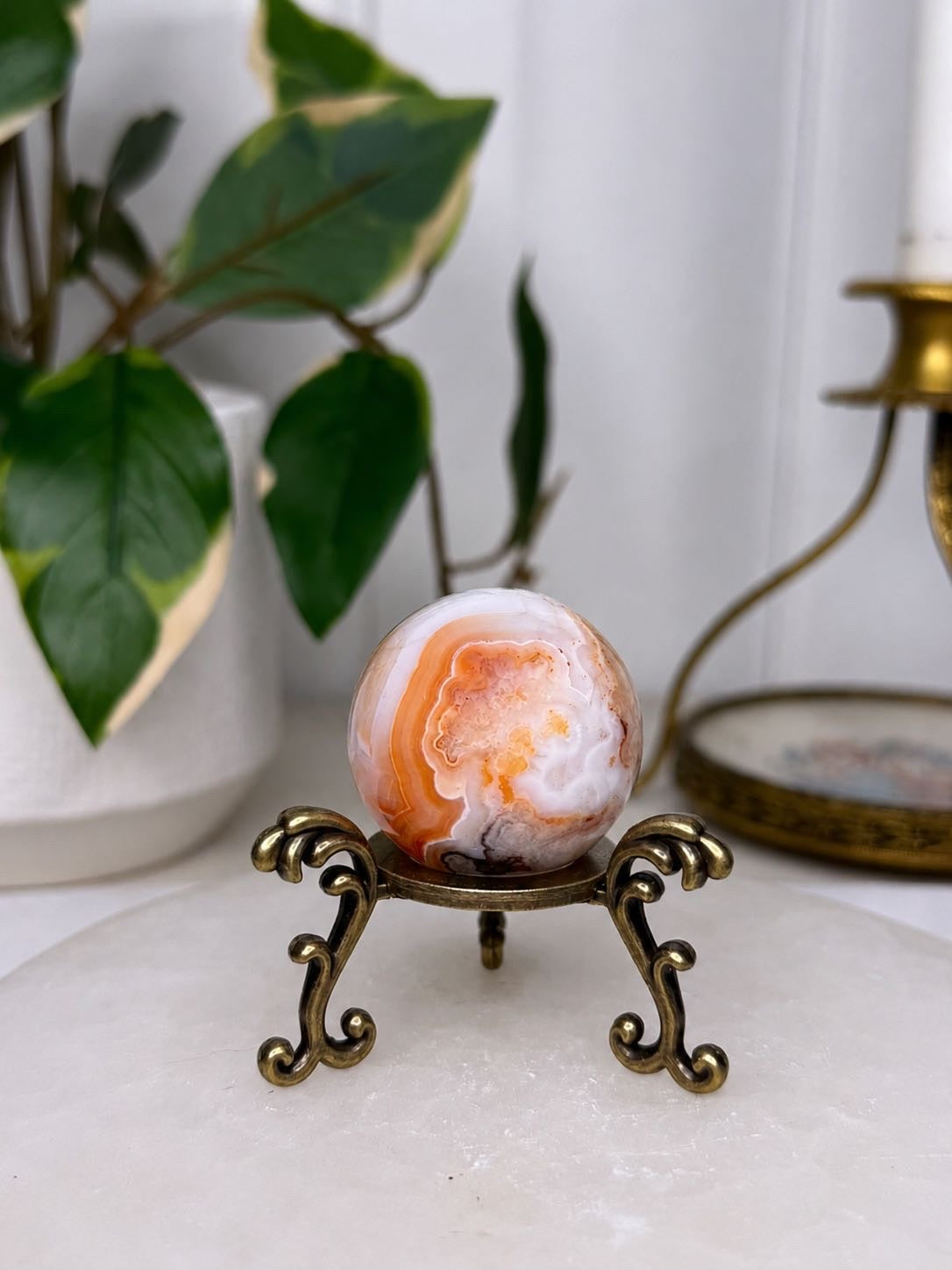 Carnelian Flower Agate Sphere