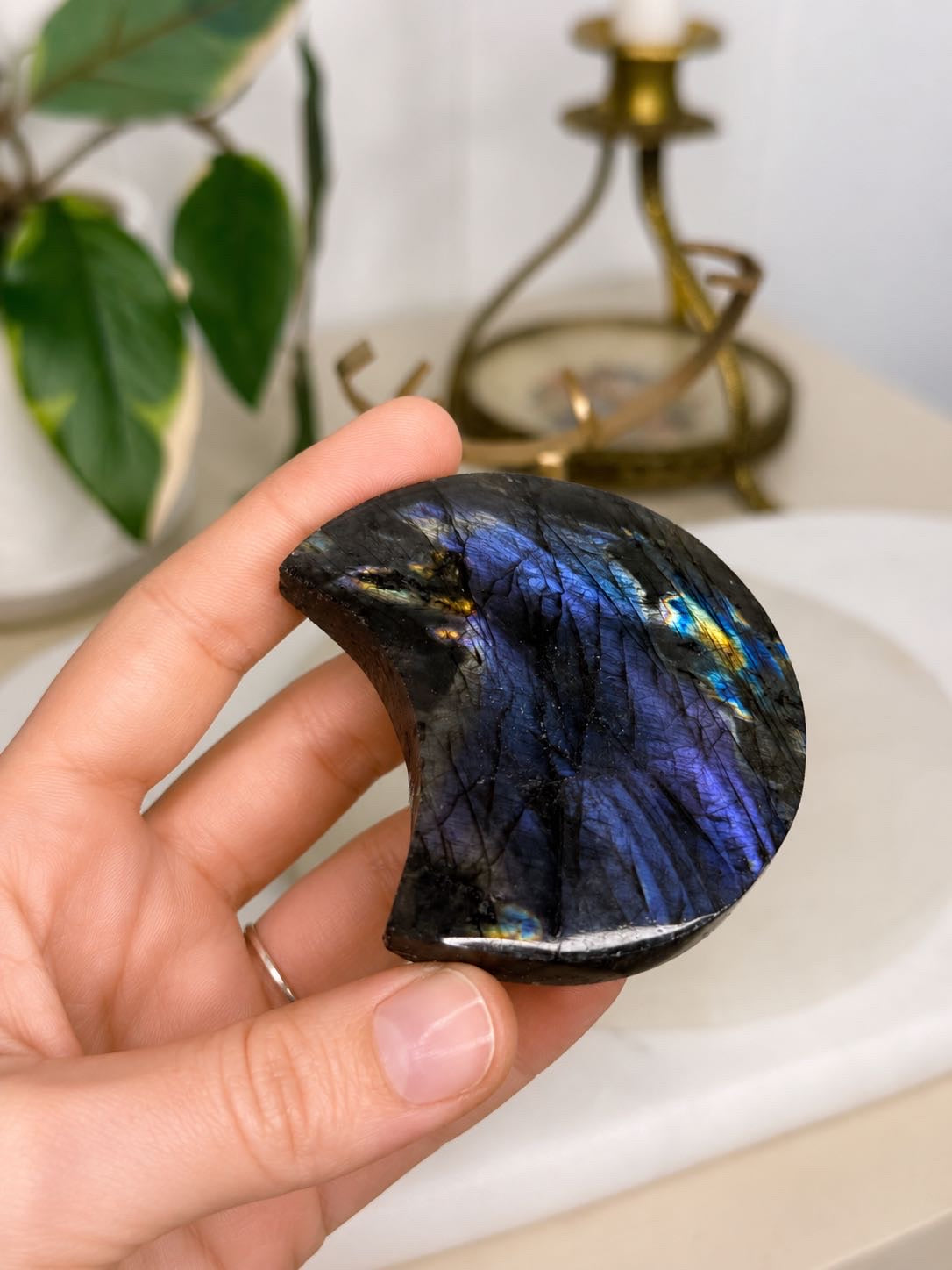 Labradorite Moon and stand